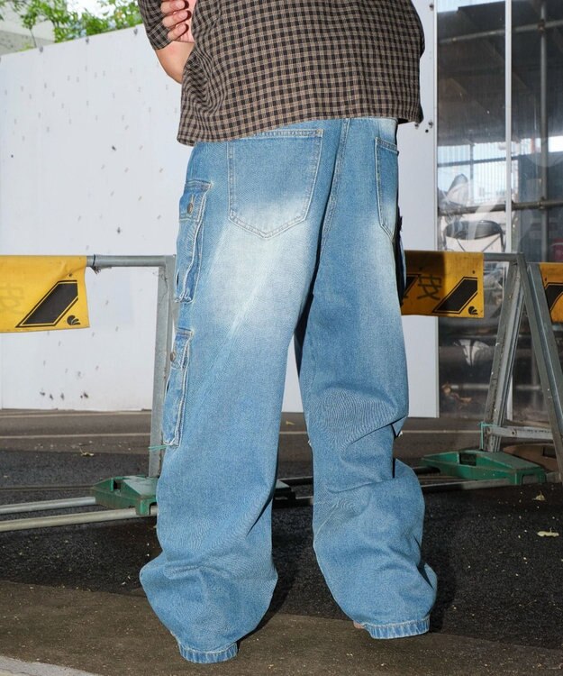 WEGO マルチポケットデニムパンツ デニム中濃加工色