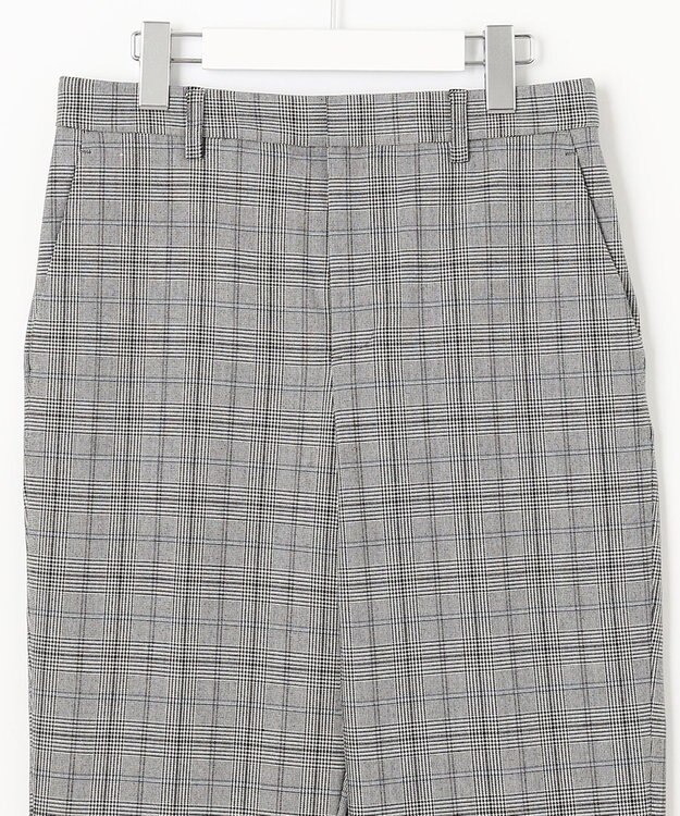 自由区 【裏起毛/撥水加工】TRギャバ グレンチェック テーパードパンツ グレー系4