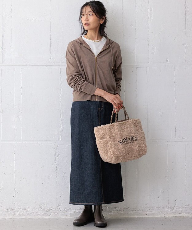 23区 【洗える】オータムシャイニー ニットパーカー ブラウン系