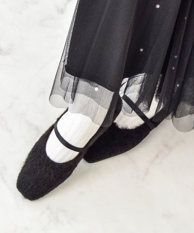 Bridget Birkin 【Bridget Birkin】エラスティックバンドもこもこスクエアバレエシューズ ブラック