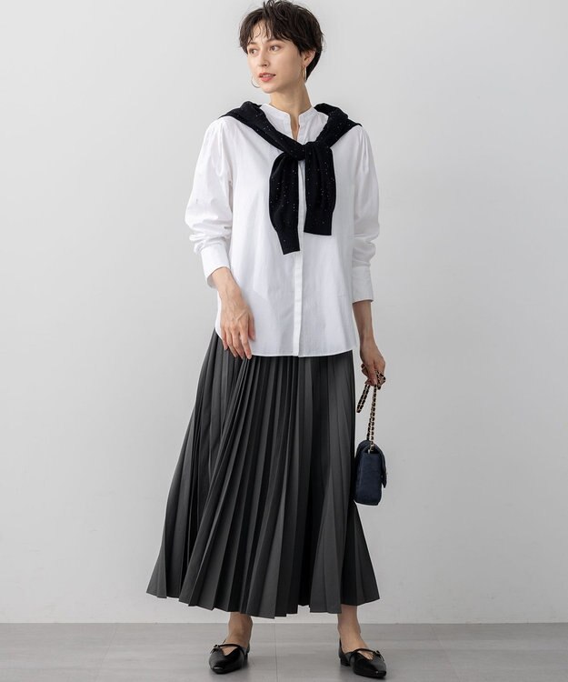 23区 L 【滝沢眞規子さん着用/mi-molletコラボ/洗える】CANCLINI デザイン シャツ [mi-molletコラボ]ホワイト系