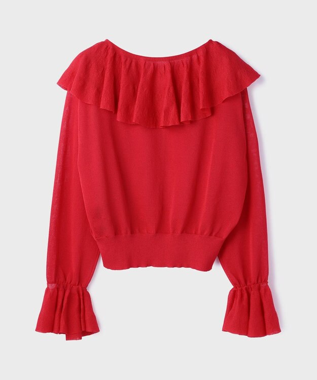 GRACE CONTINENTAL フリルニットカーディガン レッド