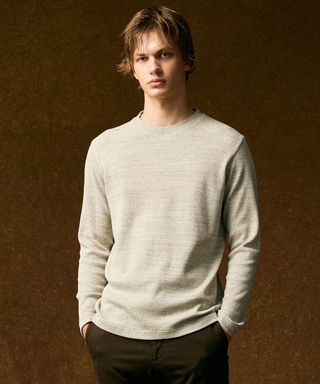 JOSEPH ABBOUD 【オリジナルオーガニックコットン使用/サスティナブル/伸縮/保形性】JOE COTTON ワッフル クルーネックＴシャツ ベージュ系