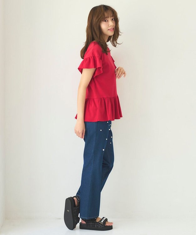 Feroux ランダムパールデニム パンツ ネイビー系