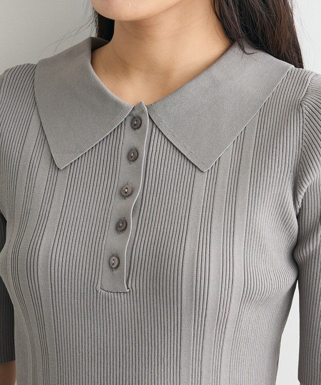 CRAFT STANDARD BOUTIQUE 半袖２ｗａｙリブポロニット Gray