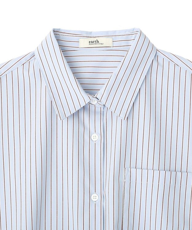 earth music&ecology スタンダードシャツ Stripe Blue