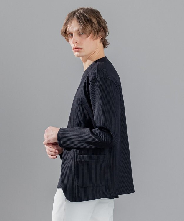 JOSEPH HOMME テックリブストレッチ ノーカラー・カットソージャケット ブラック系