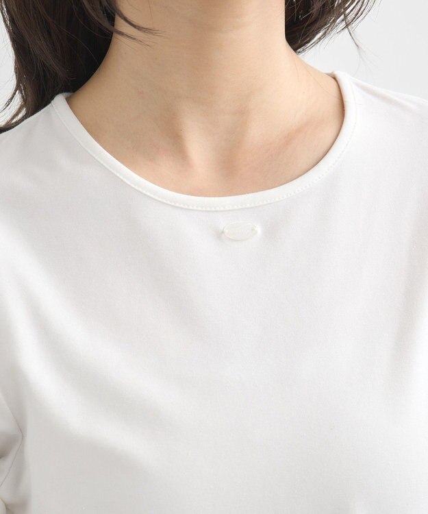 earth music&ecology ロゴプレート付きパフスリーブプルオーバー White