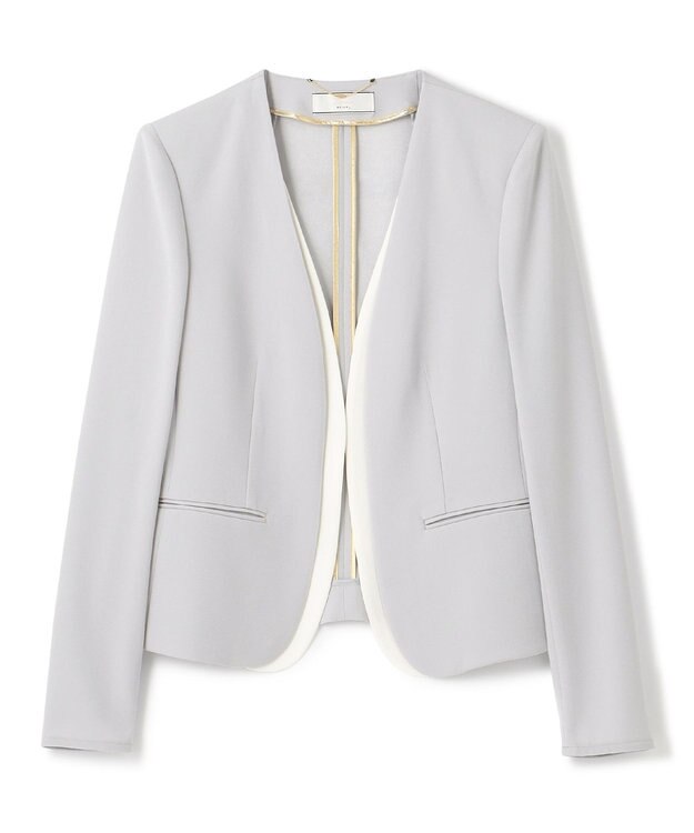 BEIGE， 【L-size】CINDY / ダブルカラージャケット  Ice blue × White