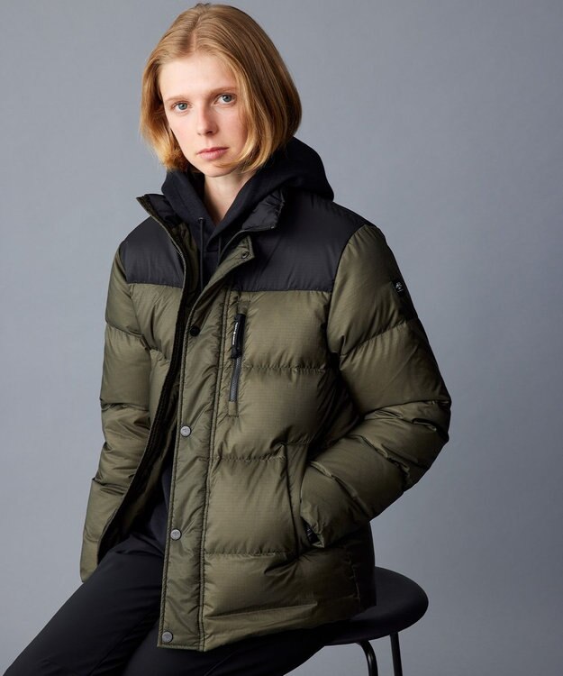 JOSEPH ABBOUD MOUNTAIN 【軽量/撥水/7ポケット/INフード】ナイロンリップ ダウン ジャケット カーキ系7
