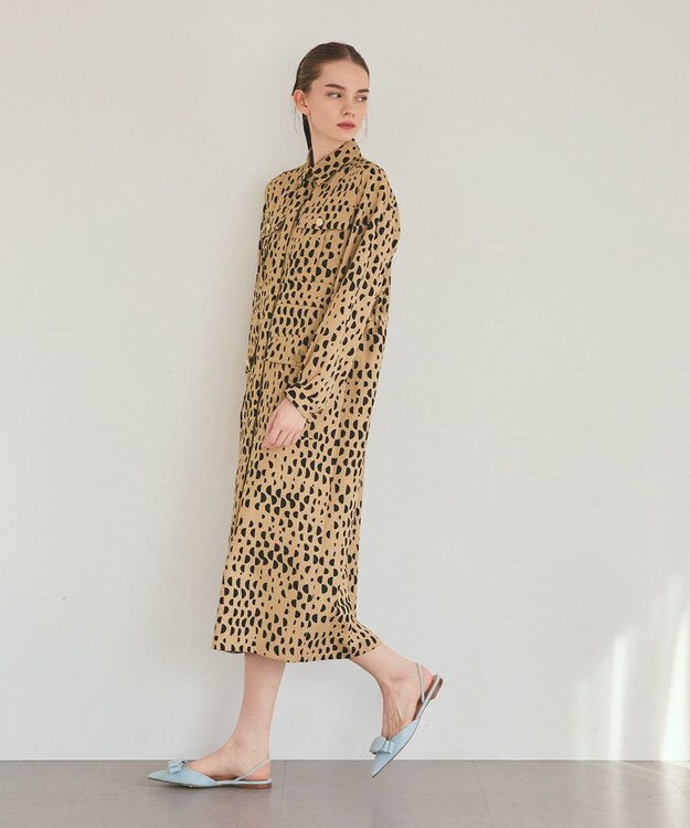 GRACE CONTINENTAL ハーフドットミリタリーワンピース ベージュ