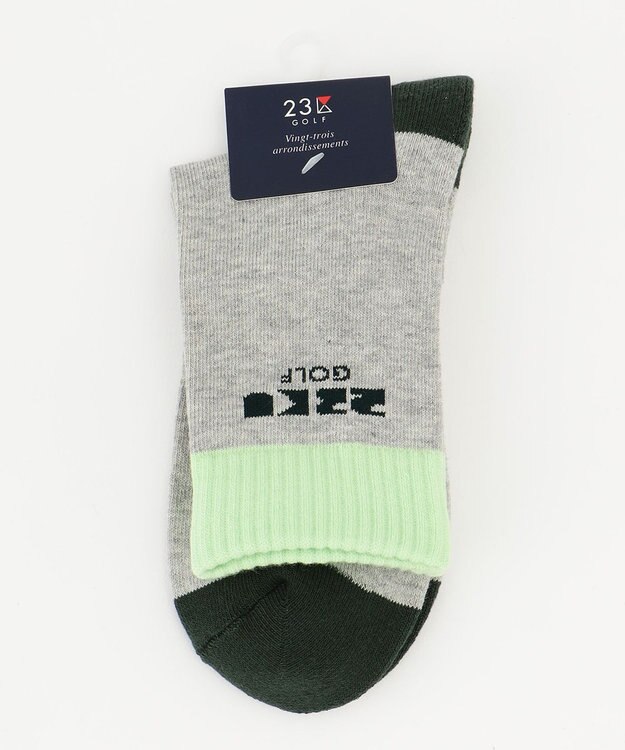 23区GOLF 【MEN】カラーブロック ハーフソックス ライトグレー系