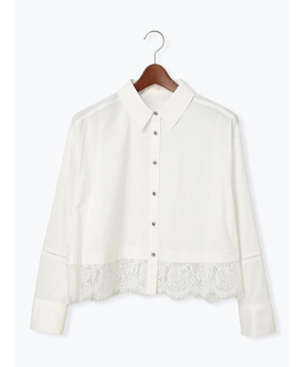 Te chichi スカラップレース切替シャツブラウス オフホワイト