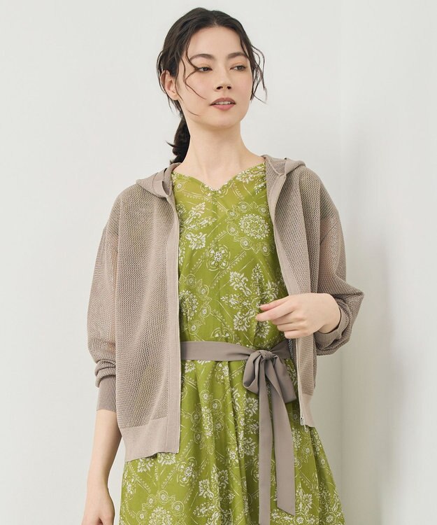 自由区 S ライトメッシュジップ パーカー ベージュ