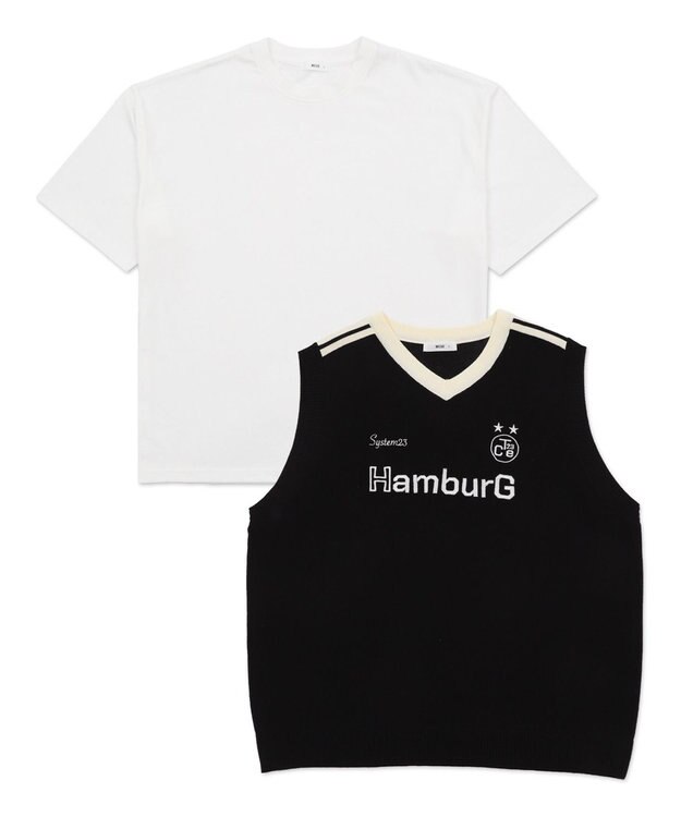 WEGO 【２点SET】アンサンブルゲームロゴニットベスト ブラック