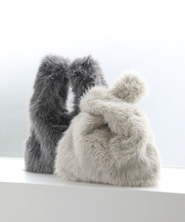 Green Parks ａｎｄｍｉｋｋａ　２ｗａｙキラキラファーミニバッグ Ivory