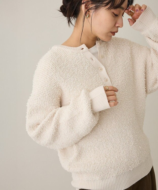 CRAFT STANDARD BOUTIQUE ネップヘンリーネックニットプルオーバー Ivory
