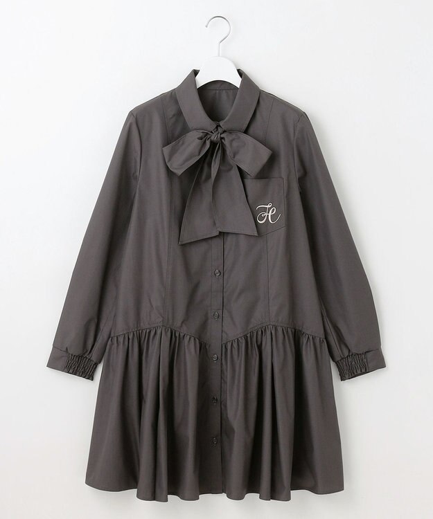 Feroux 【2WAY】リボンタイシャツ ワンピース グレー系
