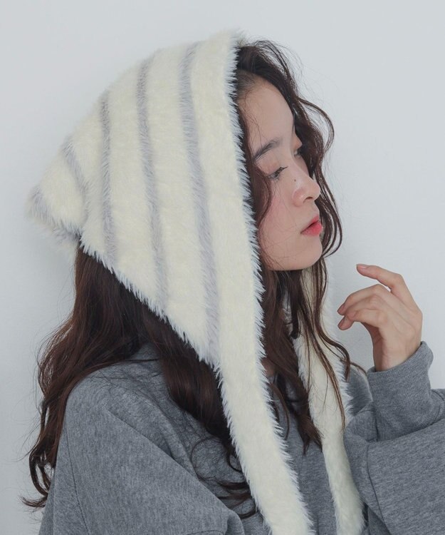 WEGO ボーダーニットバブーシュカ オフホワイト