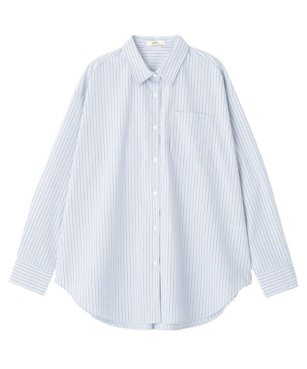 earth music&ecology スタンダードシャツ Stripe Blue