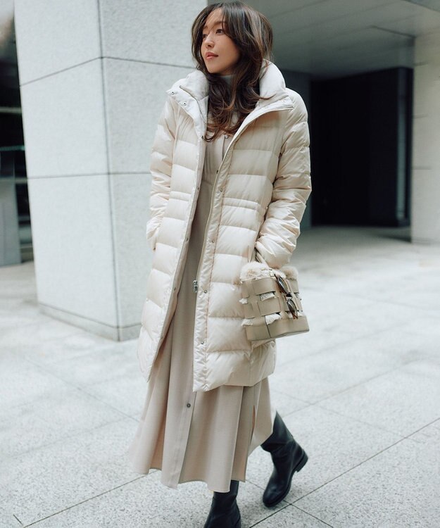 23区 L 【CLASSY.コラボ/洗える】ウールストレッチツイル ピンタック ワンピース ベージュ系