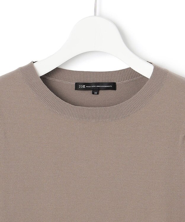 23区 ヴィスコースストレッチ パフスリーブ 半袖 ニット モカ