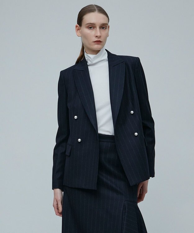 BEIGE， MARCEAU / パールジャケット Navy × White Line