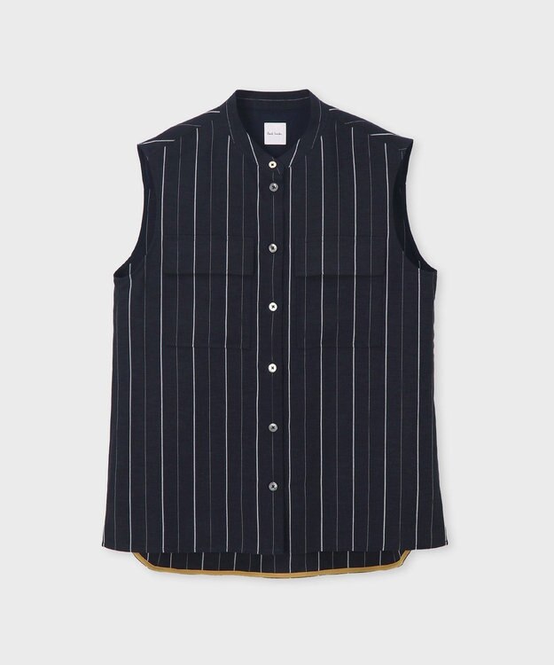 Paul Smith ストライプ ノースリーブシャツ ネイビー