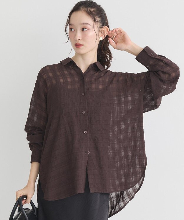 earth music&ecology シャドーチェックシャツ Brown