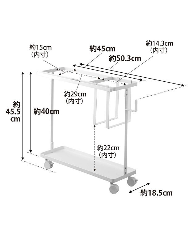 tower キャスター付きフィットネスグッズ収納ラック タワー ホワイト ホワイト