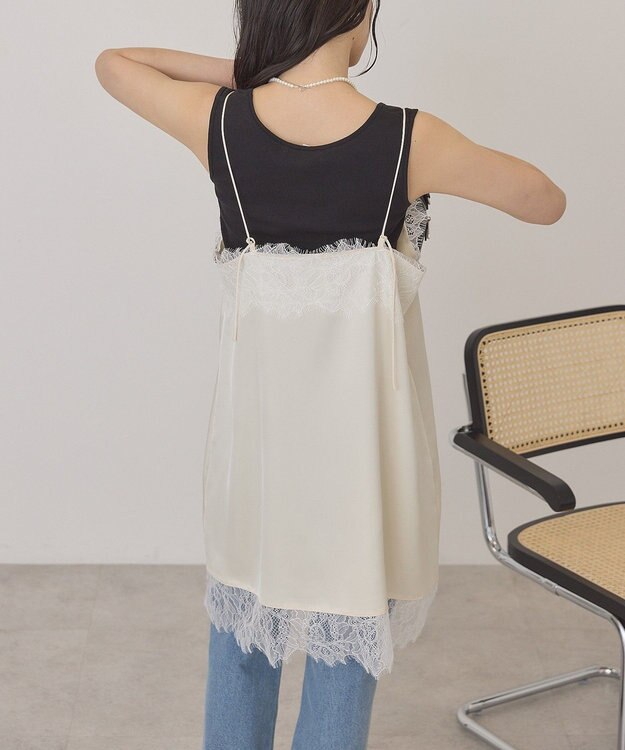AMERICAN HOLIC レースサテンキャミワンピース Ivory