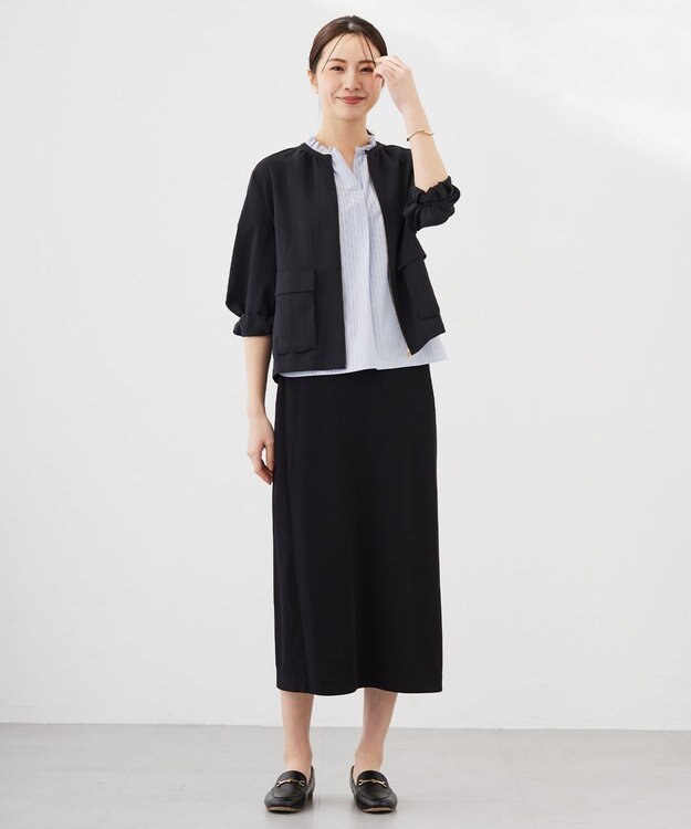 J.PRESS LADIES L 【WEB限定・洗える】ボイルドワッシャー ブルゾン ブラック系