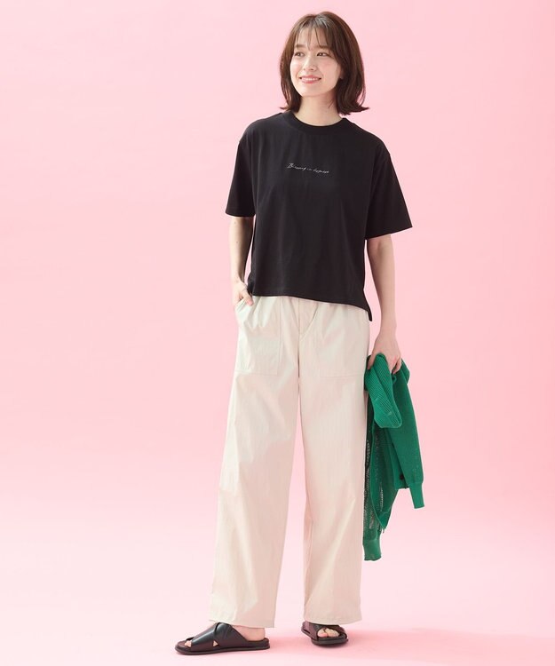 ANY L オーガビッツ刺繍ロゴＴシャツ ブラック