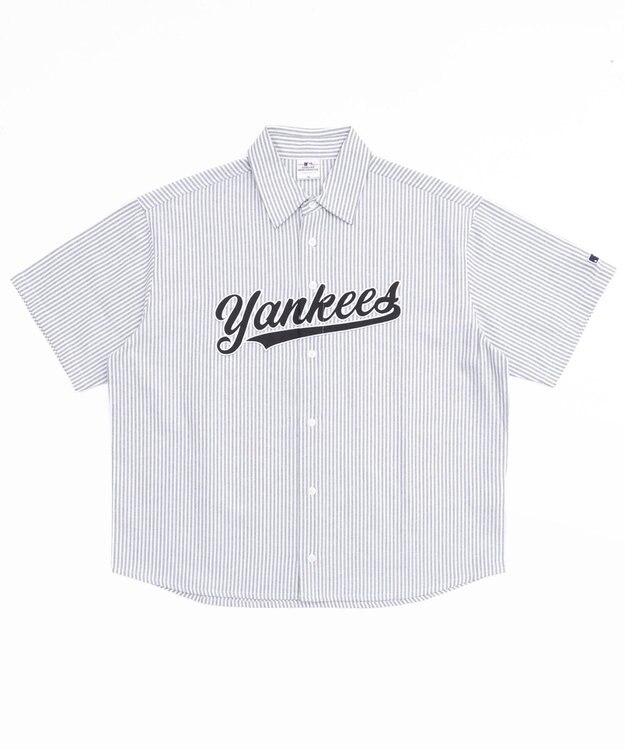 WEGO 【ユニセックス着用ITEM】別注MLBストライプグラフィックシャツ（SS） ホワイトストライプ