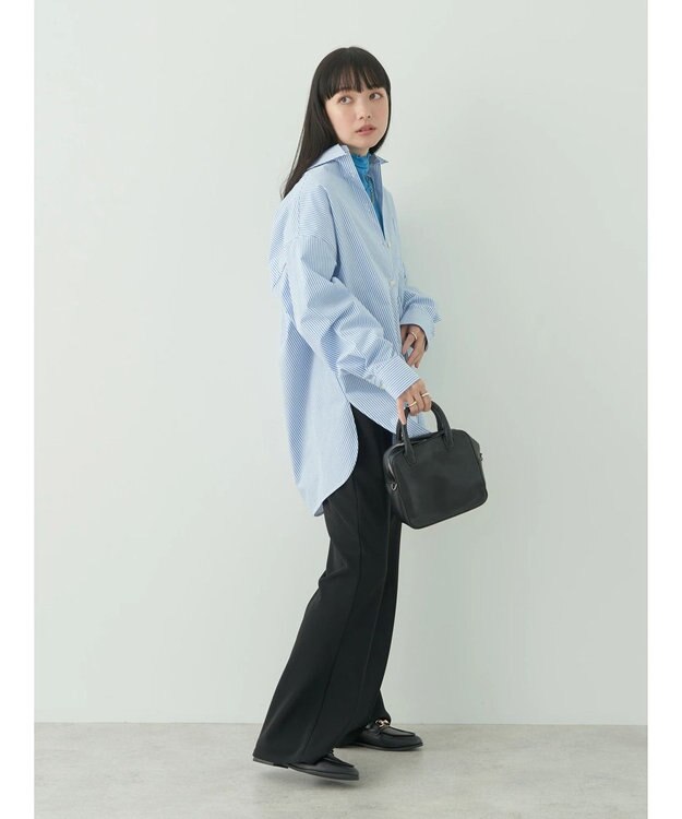 earth music&ecology ボーイズライクシャツ Stripe Sax