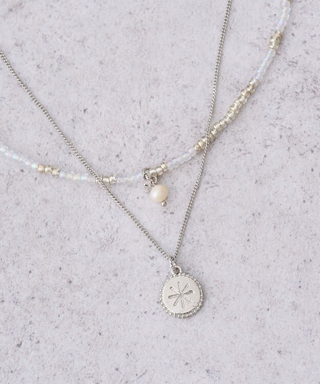 earth music&ecology 【2SET】ビーズ＆プレートネックレス Silver