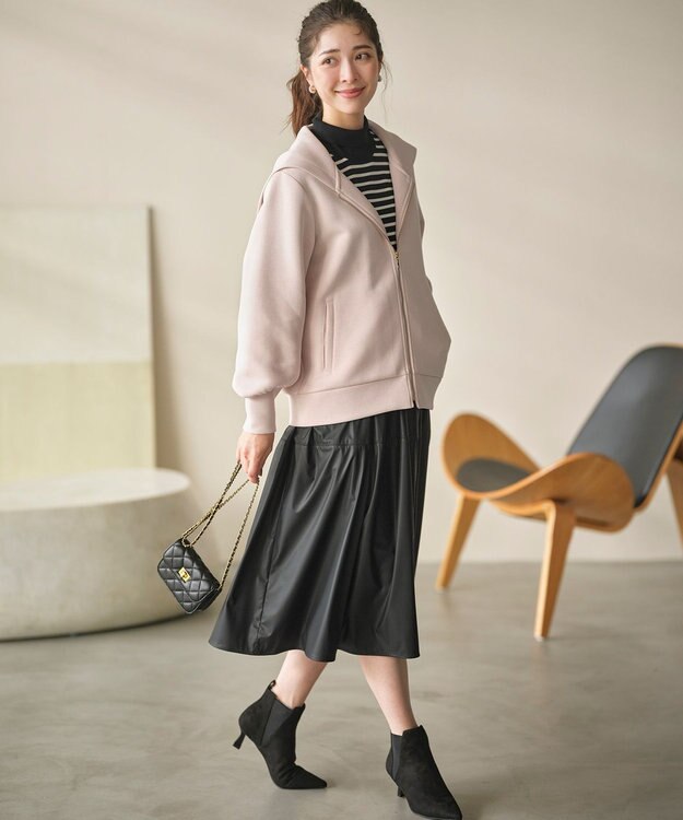 組曲 ダンボールジャージー ジップアップパーカー ピンクベージュ系