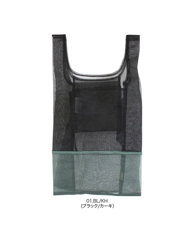 ROOTOTE 0376【直営店限定商品：オーガンジーエコバッグ】/ EU.RSルーショッパー.MID.SUK-A 01：ブラック/カーキ