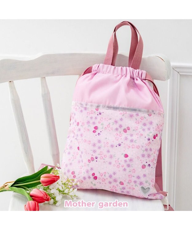 Mother garden マザーガーデン 野いちご お着替え巾着 ナップサック 《小花いちご柄》 小花いちご柄