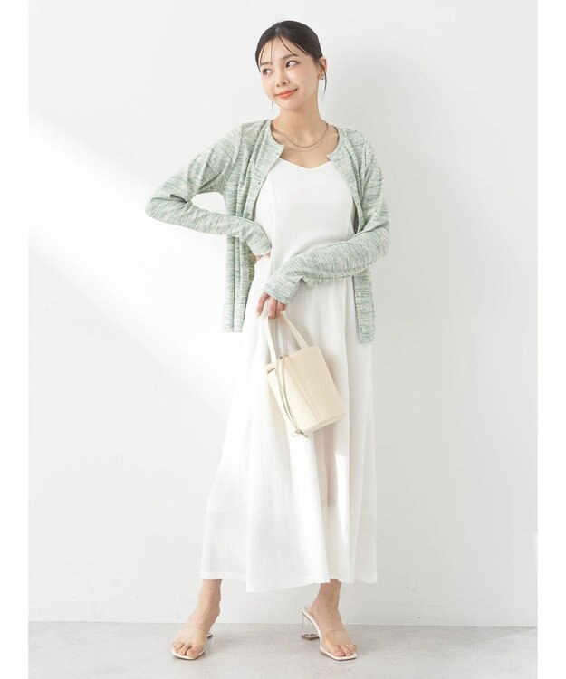 earth music&ecology メランジリブカーディガン Green