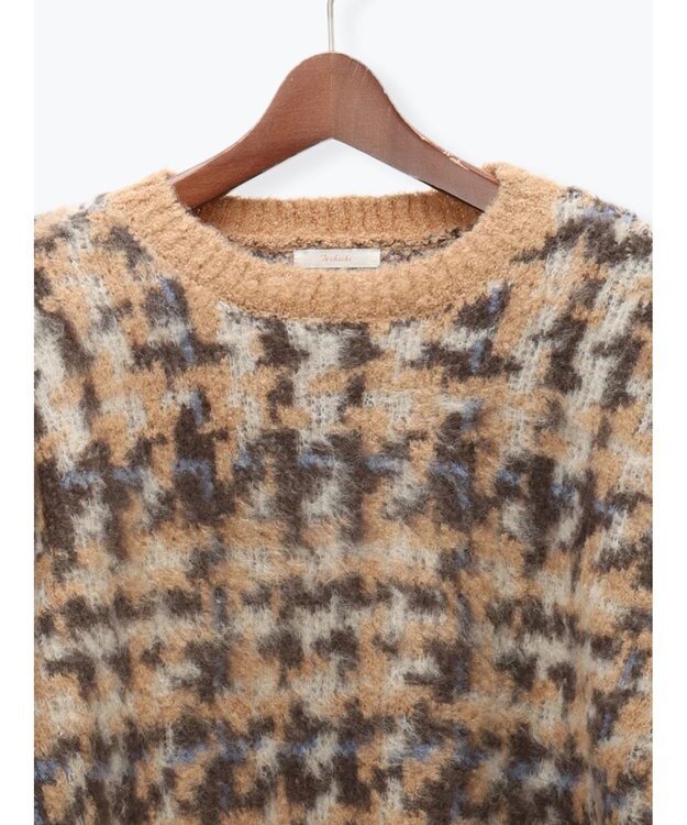 Te chichi チェックジャガードニットプルオーバー ベージュ