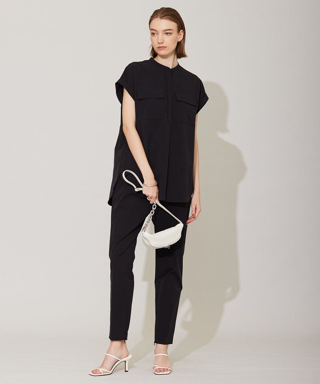 ICB 【接触冷感・UVカット・撥水・洗える】 プルーフ4WAYタフタ ブラウス ブラック系