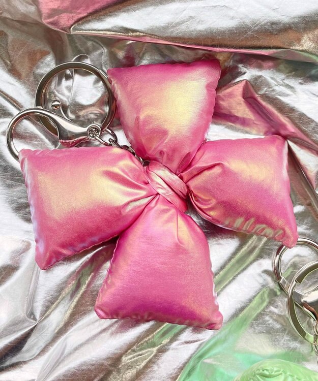 WEGO メタリッククッションリボンキーホルダー ピンク