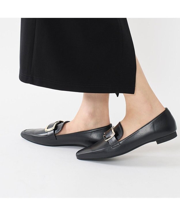 MODE ET JACOMO <carino>【レイン対応】バックルローファー ブラック