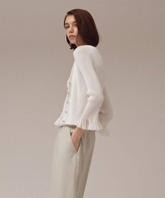 GRACE CONTINENTAL シアーフリルニットカーディガン ホワイト