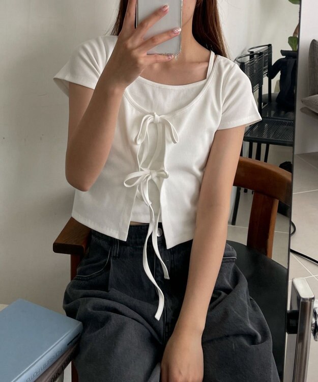 WEGO キャミドッキングカーデトップス ホワイト