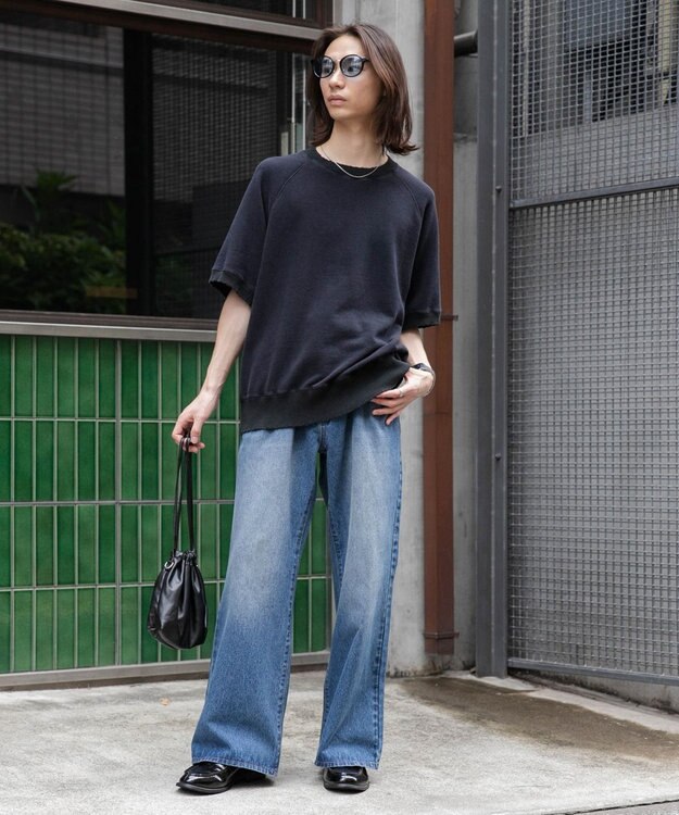 WEGO 【ユニセックス着用ITEM/SMLサイズ展開】デニムルーズフレアパンツ デニム中濃色