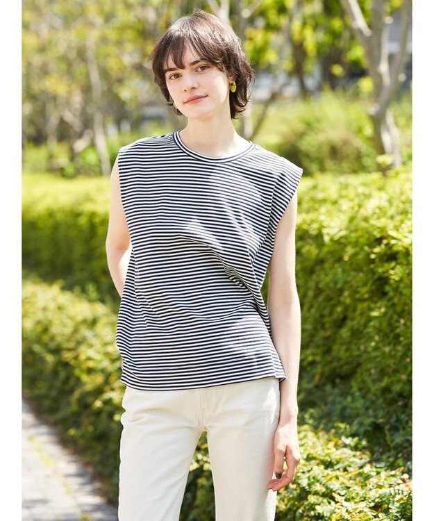 AMERICAN HOLIC ショルダータックノースリーブプルオーバー Border Navy