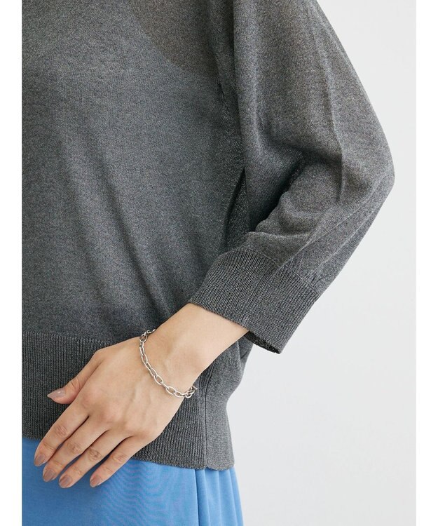 Green Parks ・ＥＬＥＮＣＡＲＥ　ＤＵＥバックパールシアー５分ニット Gray