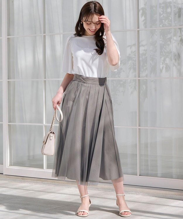 ANY SIS 【2WAY】ライトチュールリバーシブル スカート ライトカーキ